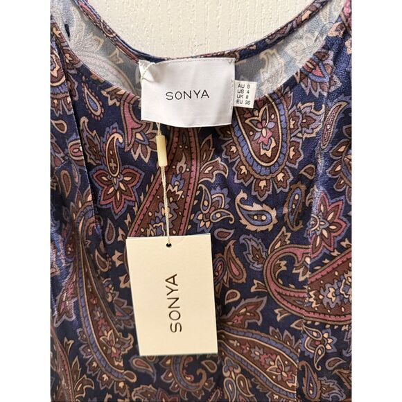 Sonya Moda Capri Maxi Dress in Pasiely Print Wedding Guest Cocktail size S NWT - Picture 5 of 6